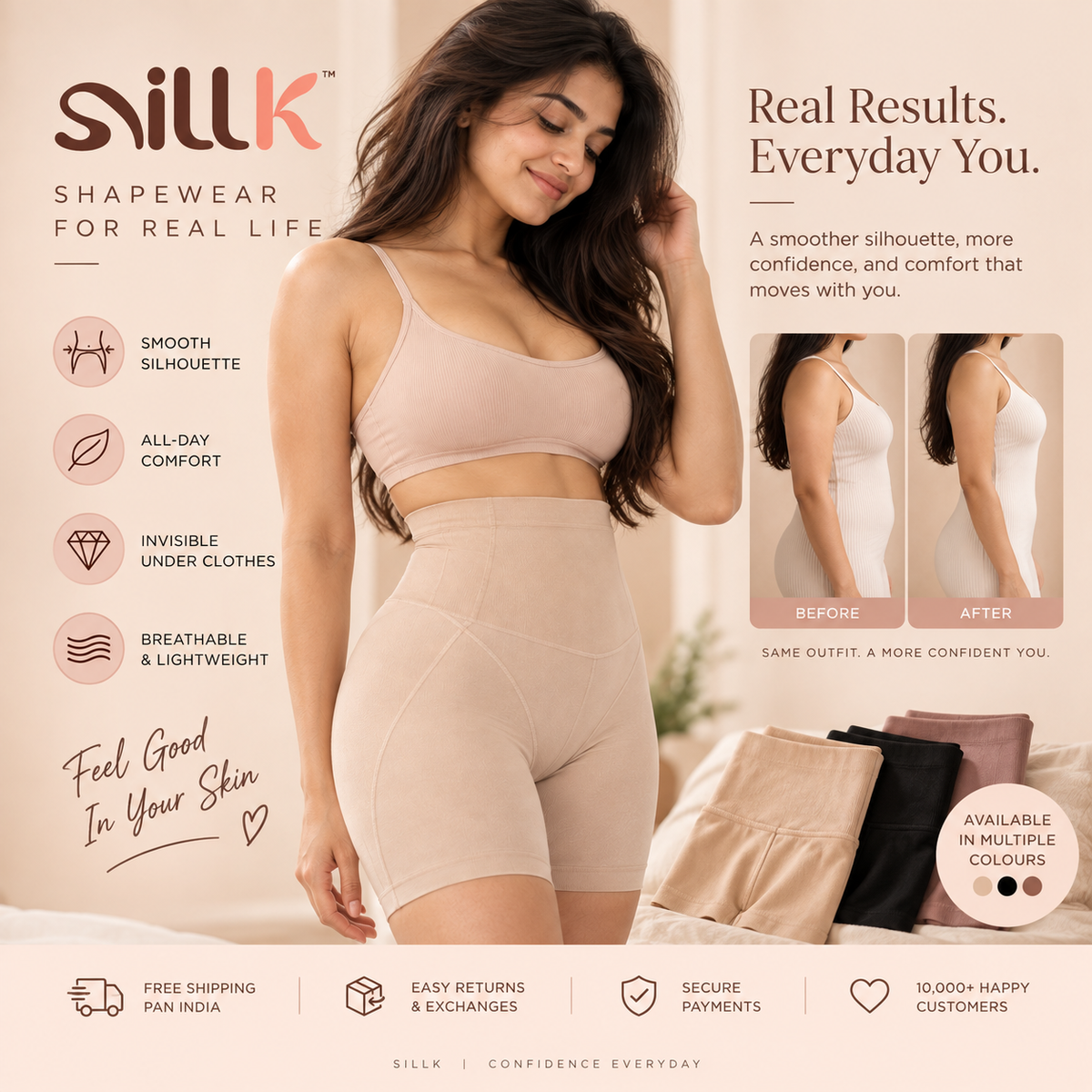 Sillk Sculpt™ High Waisted Tummy Control Shapewear Shorts